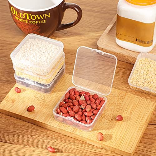 SATINIOR 48 Packs Clear Small Plastic Containers Transparent Storage Box with Hinged Lid for Small Items Crafts Jewelry (2.52 x 2.52 x 0.79 Inches)