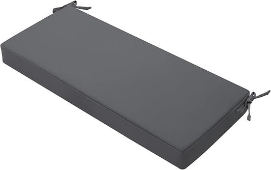 Favoyard Outdoor Bench Cushion 45 x 18 Inch Waterproof Patio Furniture Cushions 3-Year Color Fastness Garden Sofa Settee Couch Swing Pads with Handle and Attach Ties, Dark Gray