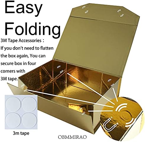Gold Magnetic Large Gift Box with Lid, 13x9x4 Inches, 5Pcs