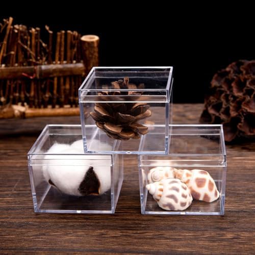 KissYou Small Acrylic Candy Box Clear Boxes with Lid for Display Acrylic Square Cube for Display Jewelry Storage Box Birthday Wedding Graduation