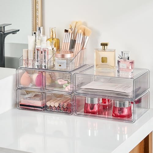 Vtopmart 5 Tier Clear Makeup Organizer with 6 Drawers