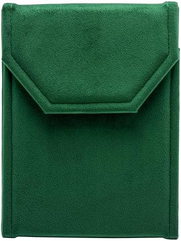 Velvet Necklace Jewelry Travel Folder Storage Display Case (Green)