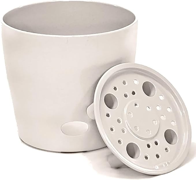 7 Inch Self-Watering Bamboo Planter (Cream) - Round - Bamboo Fiber - No Overwatering or Root Rot