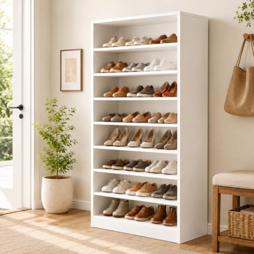 Homieasy 9-Tier Tall Shoe Rack Cabinet for Closet & Entryway, White