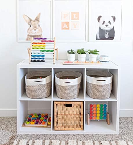OrganiHaus Cotton Rope Basket for Shelf Storage, 15x9x10