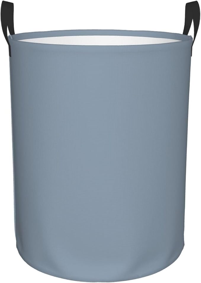 19.6" Large Laundry Hamper Bag, Dusty Blue Color Collapsible Laundry Basket Dirty Clothes Organizer Washing Bin for Family Essentials Storage