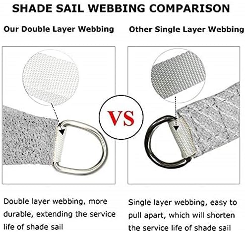 Shade&Beyond 12'x16' Sun Shade Sails Curved Canopy Rectangular Light Grey 185GSM Shade Sail Permeable for Patio Deck Yard Backyard, (We Make Custom Size)