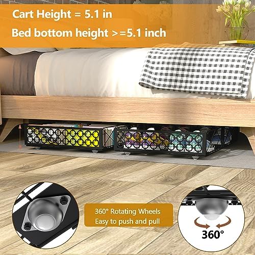 NADAMOO Under Bed Storage with Wheels, Low Profile Rolling Organizer Bins