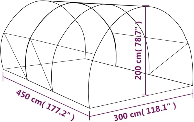 vidaXL Greenhouse, Spacious 145.3 ft² Coverage, Protective & Robust PE Mesh Fabric, Durable Galvanized Steel Frame, with 6 Windows and 1 Door, Ideal for Fruits, Vegetables, and Plants