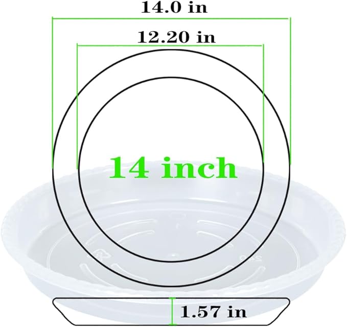 OVZILKI Plant Saucer 6 Pack of 14 inch, Clear Plastic Flower Plant Pot Saucer, Heavy Duty Plant Drip Trays Saucers for Indoor, Plant Water Tray for Planters