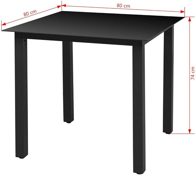 FAMIROSA Garden Table Black 31.5x31.5x29.1 Aluminium and Glass