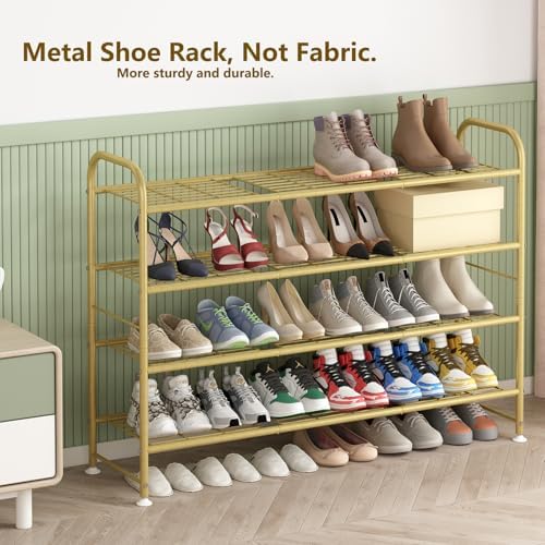 LINZINAR 4 Tier Long Shoe Rack for Closet Metal Shoe Organizer for Entryway