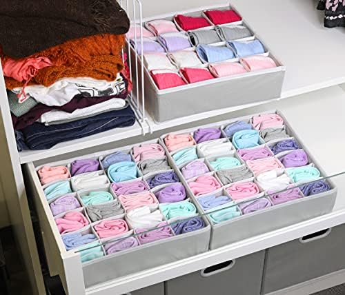 Simple Houseware Sock Drawer Organizer, 3 Pack, Gray