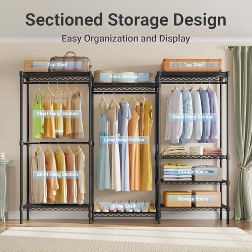 VIPEK V5 Plus Heavy Duty Clothes Rack, Large Modular Closet System, Black