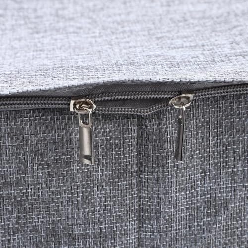 Under Bed Storage Cotton Linen Water Proof Underbed Storage Bags for Bedding Foldable Under Bed Storage Container for Clothes Socks Shoes, Gray (L)