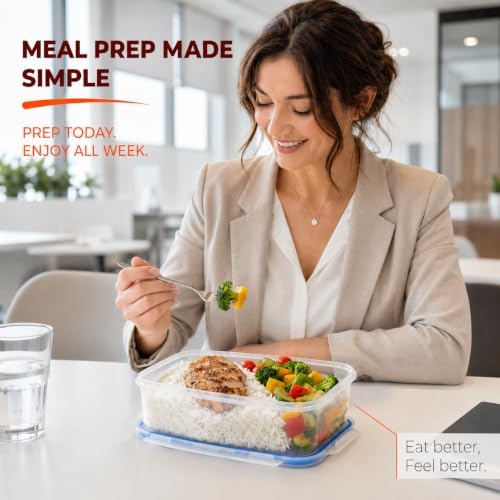 Tribello 38 oz Airtight Food Storage Containers with SnapTight Lids – Clear, Stackable, BPA-Free Meal Prep Containers for Kitchen, Freezer & Pantry Storage