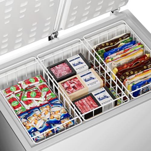 17.5 Inch Chest Freezer Organizer Storage Baskets Bins Metal Wire, Settle freezer chaos and reduce food waste effectively, Durable, Fully Use Space, Improve Air Circulate, 2 Pack