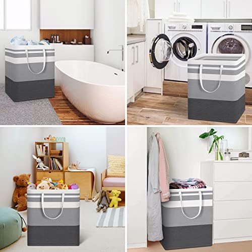 HomeHacks 2 Pack Laundry Baskets, Laundry Hampers Bags (Grey+Blue 100L)