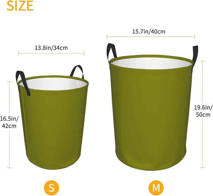 19.6" Large Laundry Hamper Bag, Olive Green Color Collapsible Laundry Basket Dirty Clothes Organizer Washing Bin for Family Essentials Storage