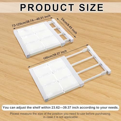 Gerrii 2 Pcs Expandable Closet Tension Rod Shelf, 28.74''-49.21''