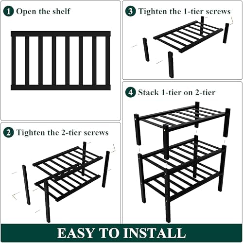 Smiry Bamboo Shoe Rack, 8 Vertical Slats, 3 Tier - 17.3" Wide, Black