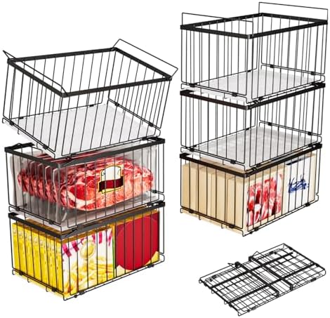Large Freezer Organizer Bins for 5 to 9 Cu.Ft,Quick Expand/Collapse,6PACK