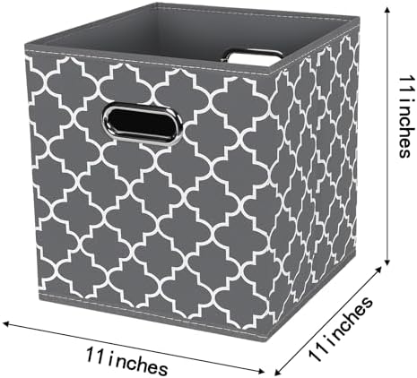 Fabric Cloth Storage Bins,Fabric Cube Organizer with Dual Handles Foldable Cube Storage Baskets for Home Bedroom Storage,Set of 3,(Gray Light)