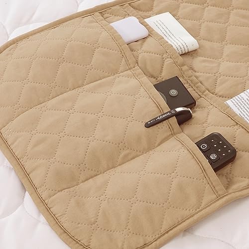 Armchair Caddy for Couch Remote Control Holder with 4 Pockets, Sand 1 Piece | Non- Slip, Waterproof, Durable Sofa Armset Organizer, Caddy Armrest Storage for Cell Phone Magazine 35"x13" 1 Piece