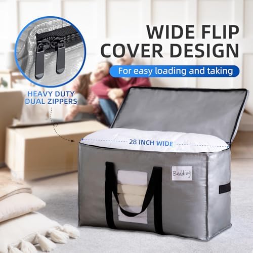 TAILI 4 Pack Silver Extra Large Moving Bags,Storage Bag with Visible Window