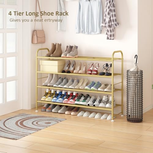 LINZINAR 4 Tier Long Shoe Rack for Closet Metal Shoe Organizer for Entryway