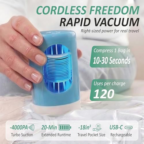 Travel Vacuum Storage Bags with Rechargeable Cordless USB Pump, 35 Combo