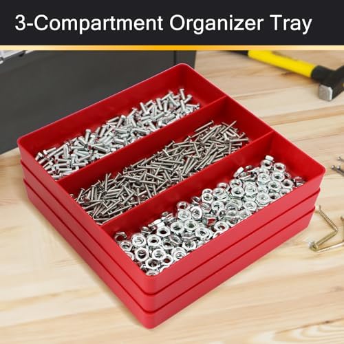 3-Compartment Tool Organizer Tray (1, Red)