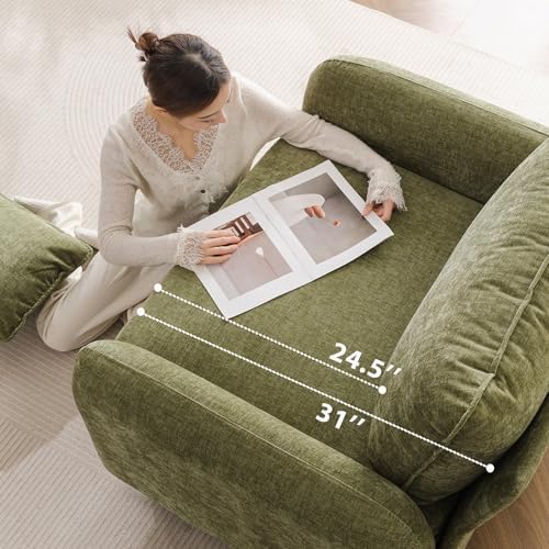 Rexulqo Oversized Accent Chair with Ottoman,All Seats Storage,Comfy Armchair,24.5'' Deep Seat,Upholstered Living Room Chairs,Reading Chair,Lounge Chair for Bedroom,Office,Chenille,Green