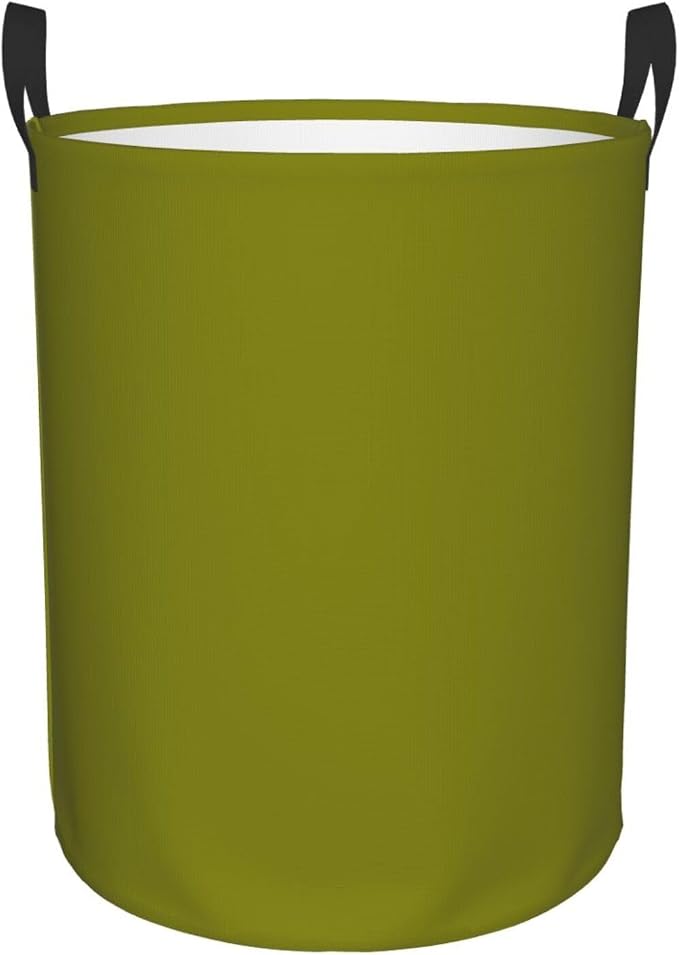 19.6" Large Laundry Hamper Bag, Olive Green Color Collapsible Laundry Basket Dirty Clothes Organizer Washing Bin for Family Essentials Storage