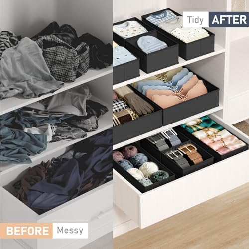 DIMJ Drawer Organizer Clothes- 26 Pack Baby Dresser Organizer for Nursery, Small Fabric Closet Drawer Organizer Bins for Underwears Socks, Foldable Storage Dividers Organization for Bedroom