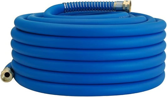 Wiseflow Garden Hose 75FT x 5/8", Heavy Duty Rubber Hose, Water Hose with Five Layered Braiding, Male Female Fittings, 1000PSI Burst, 300PSI Working for Yard, Car Wash, Pets (Blue)
