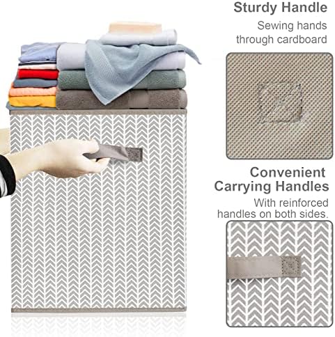 Toy Box Chest Organizer Bins for Boys Girls Kids, Large Collapsible Fabric Storage Container with Flip-Top Lid & Handles for Clothes,Blanket,Nursery,Playroom,Bedroom,Tree Branch Pattern (Gray)
