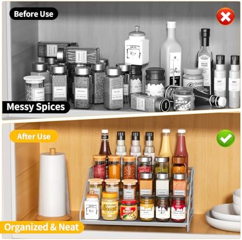 Spice Rack Organizer for Cabinet, Depth Adjustable 4 Tier Spice Rack,1 Pack