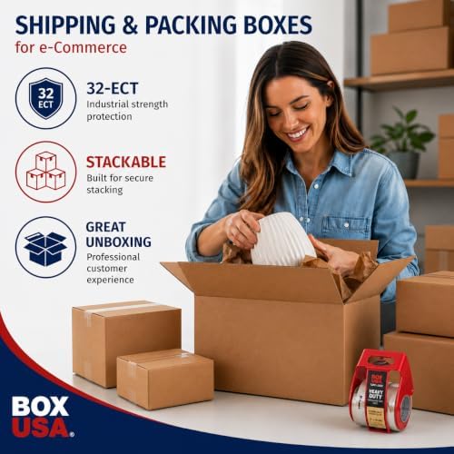 Box USA Shipping Boxes Large 24"L x 16"W x 8"H 20-Pack - Corrugated Cardboard Box for Moving, Mailing, Packing, Packaging and Storage