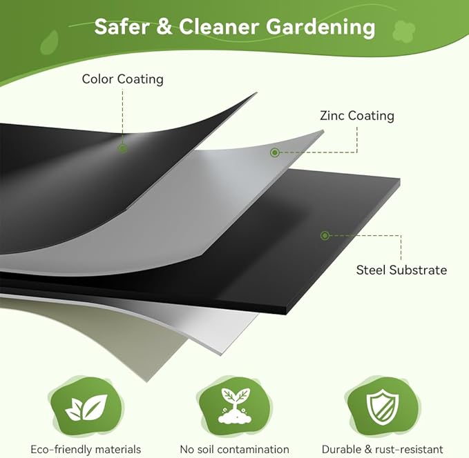 COMHOMA Raised Garden Bed 8x4x2ft,Galvanized Metal Planter Box Kit for Outdoor Gardening,Large Vegetable Flower Growing Beds with Gloves Tools,Black