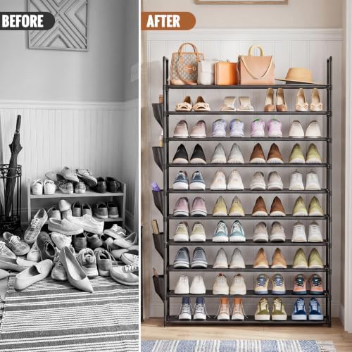 OYREL Tall 10 Tier Shoe Rack Organizer 40-50 Pairs Large Storage