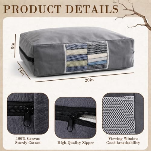 6 Pcs Cotton Canvas Sweater Storage Bag, 20"x14"x5" Closet Organizer Bag