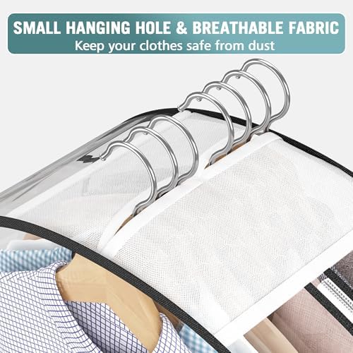 Liuoud Clear Garment Bags for Hanging Clothes 10” Gusseted, 4 Pack, 60”