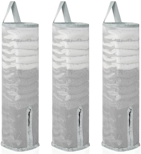 Hanging Sock Storage Bag,Wall Mount Multifunctional Bag,Sock Underwear Organizer,Hanging Closet Organizer,Saver Kitchen Storage Holder for Storing Socks Ties Plastic Bag 3PCS (Grey)