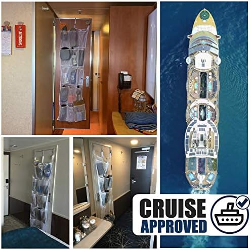 Cruise On Large Mesh Over-the-Door Organizer, 15-Pocket Hanging Storage for Cruise & Home (24"x60"),Travel Essential for 2026-2027, Shoe & Bathroom Organizer for Closet, Cabin, or Behind-Door Storage