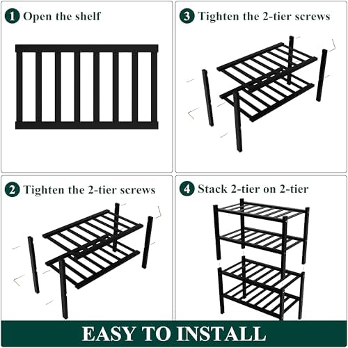 Smiry Bamboo Shoe Rack, 8 Vertical Slats, 4 Tier - 17.3" Wide, Black