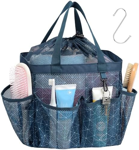 Mesh Shower Caddy Portable with Drawstring - 2-Handle Shower Bag for Dorm