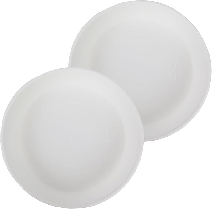 The HC Companies 16 Inch Classic Round Plant Saucer, Lightweight UV-Resistant Plastic Outdoor & Indoor Flower Pot Tray, 2-Pack Plant Pot Trays for Garden & Home Decor, White