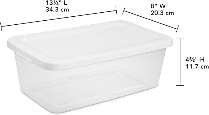 10-Pack 6-Quart Clear Plastic Storage Boxes with Snap-on Lids, White