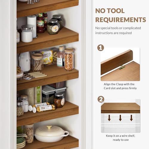 Gashell Wire Shelf Covers, Bamboo Wire Rack Covers for Pantry, Closet (5pcs, 24" W x 16" D)